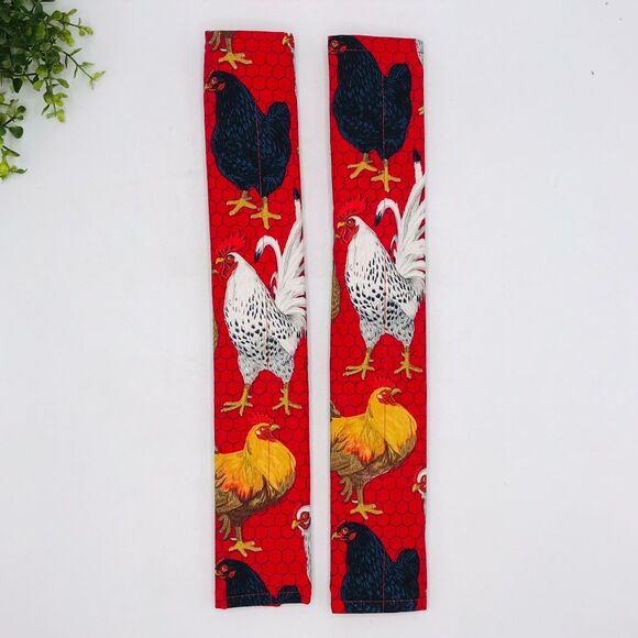 Handmade Other - Set of 2 Refrigerator Handle Covers, Reversible, Assorted Chickens 14x5